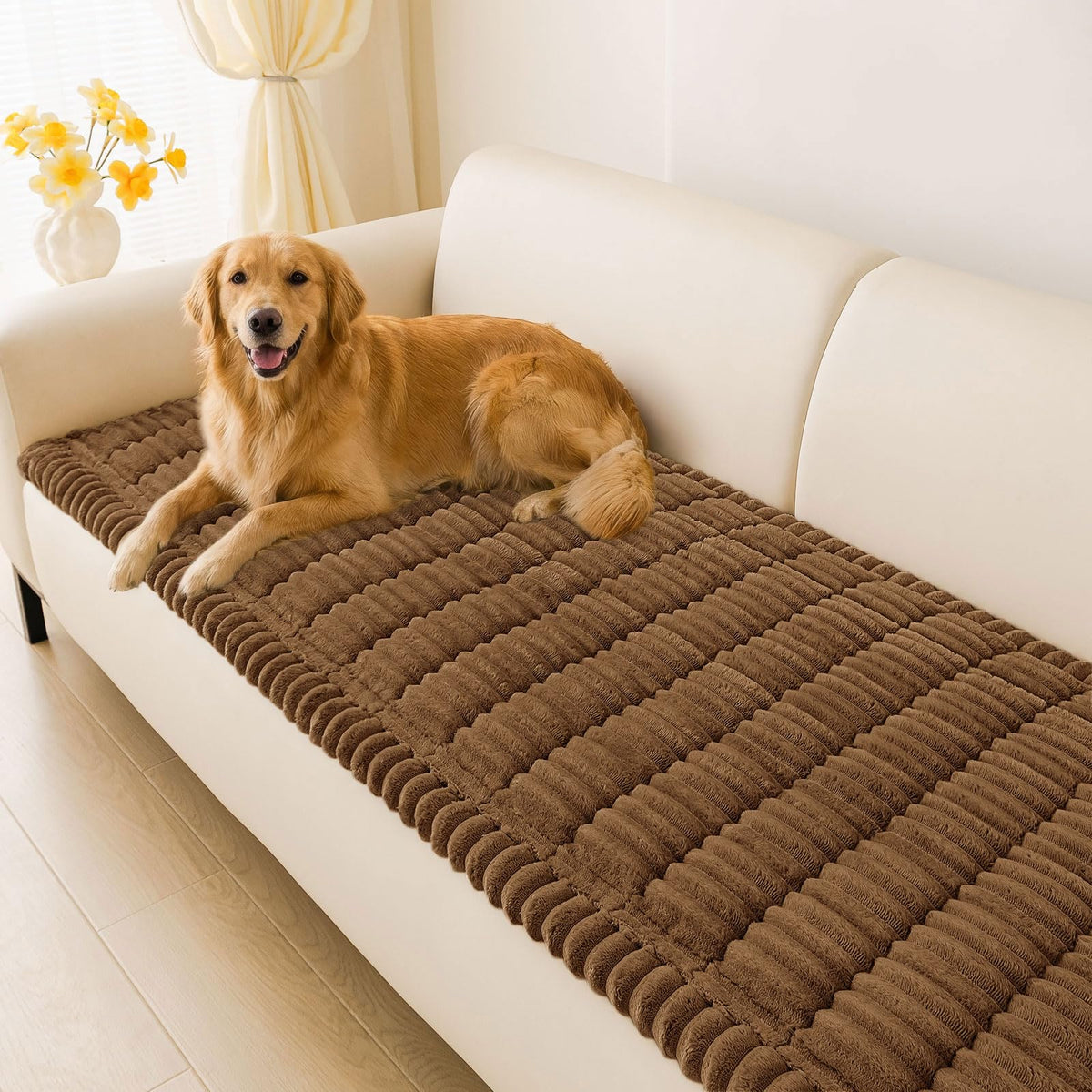 hyha front packaging view showing plush flannel and elegant stripe design