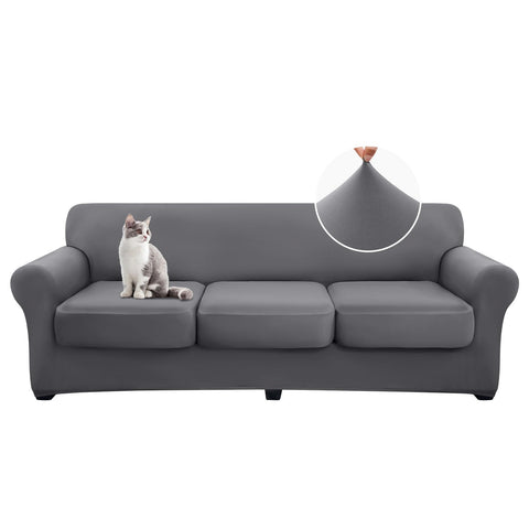 hyha front view on three-cushion sofa showing full coverage and tidy look
