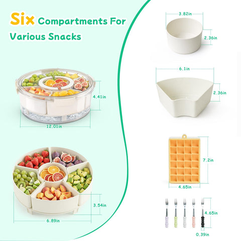 HYLCWTH open top showing six compartments for organized snacks and portions
