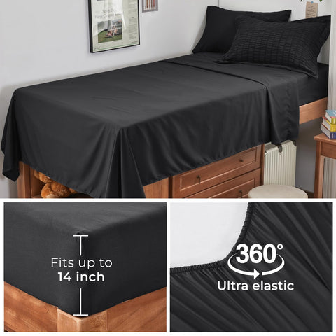 HYMOKEGE comforter and sheets laid on mattress for scale and accurate sizing