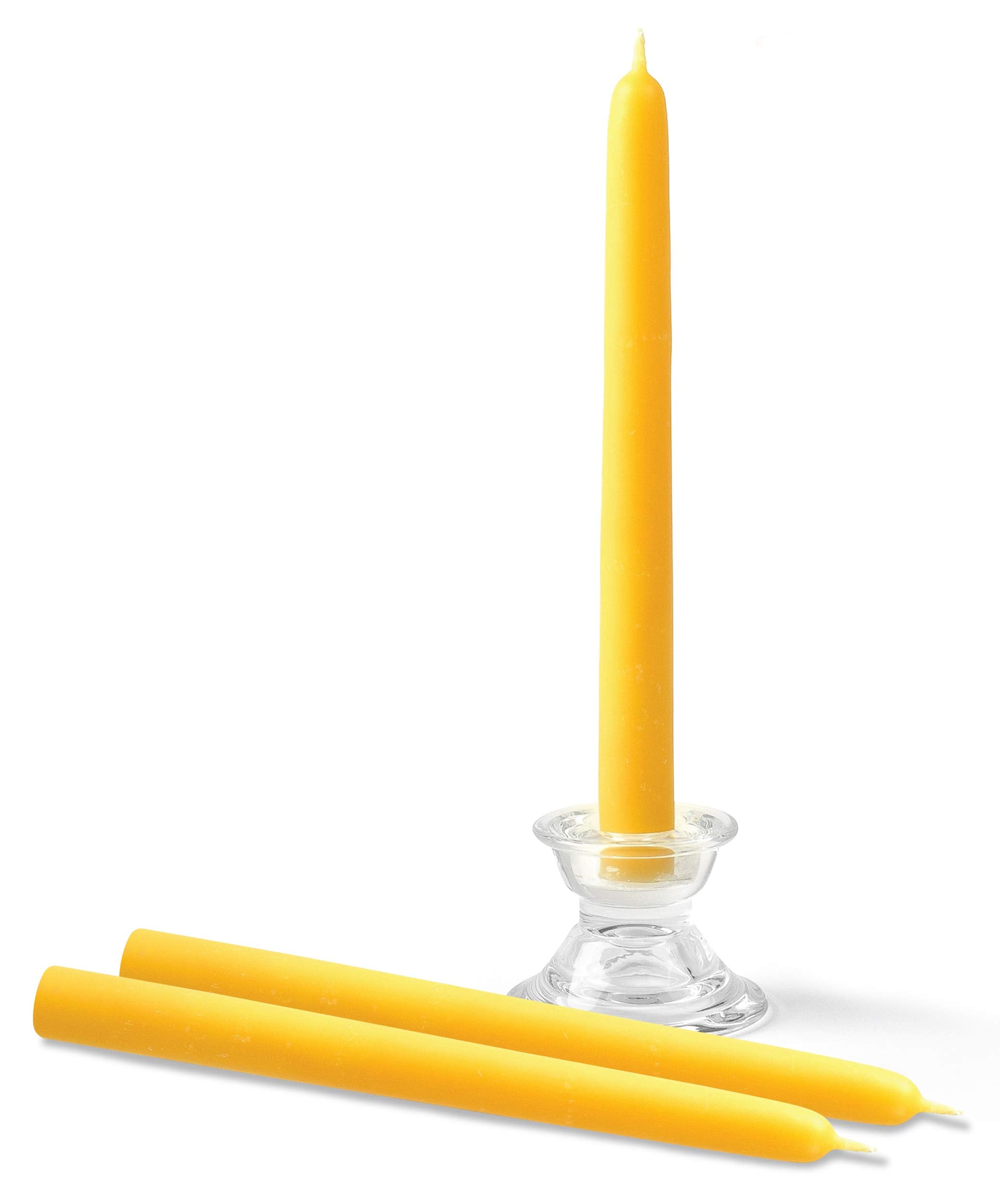 Hyoola candles in holder demonstrating fit in standard candlestick and elegance