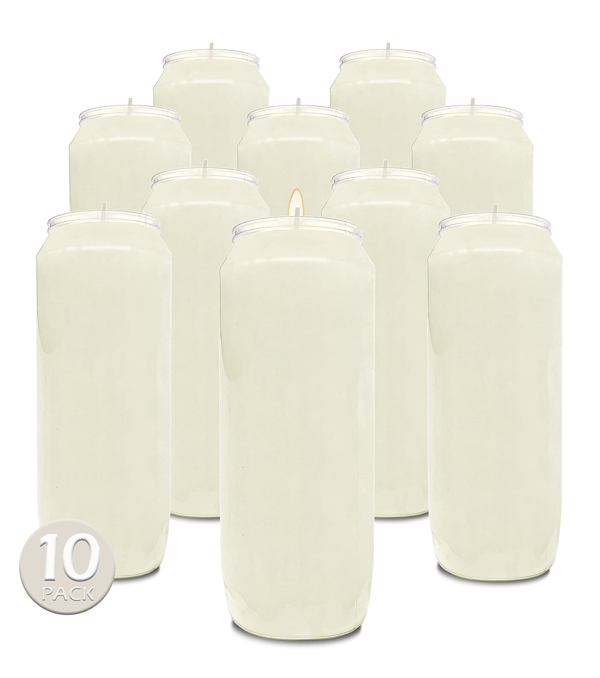 Hyoola front packaging showing ten 7-inch jar candles for convenient use