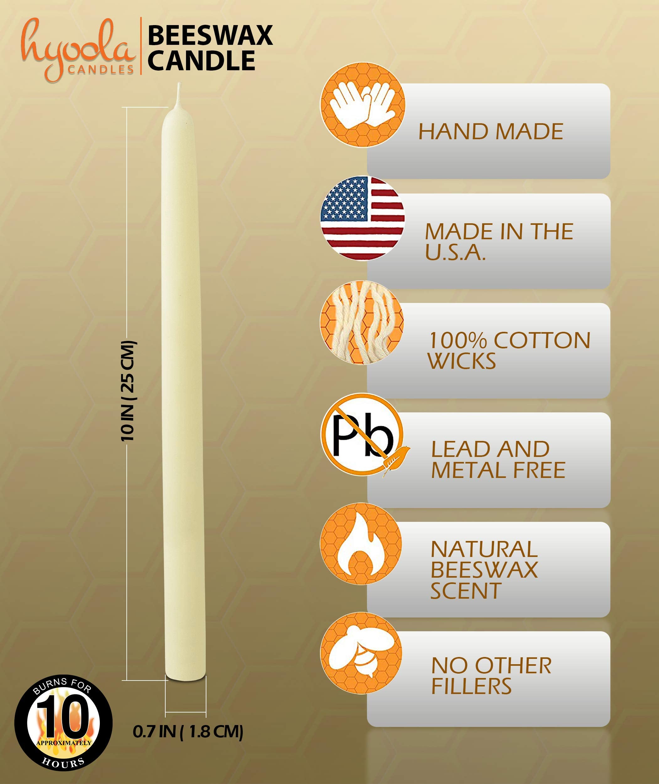 Hyoola single 10-inch taper close-up highlighting smooth finish