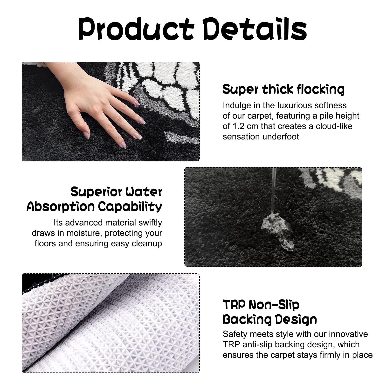 HYPEECE non-slip backing detail keeping rug securely in place