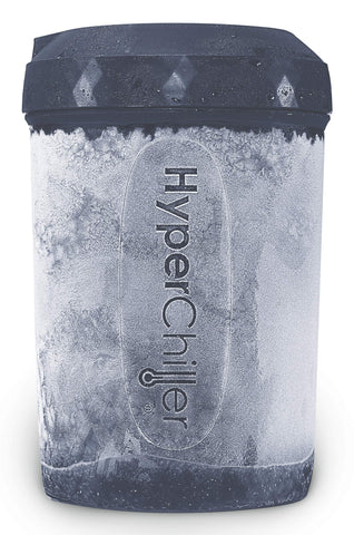 HyperChiller cooling hot coffee poured in lid to chill in one minute without dilution