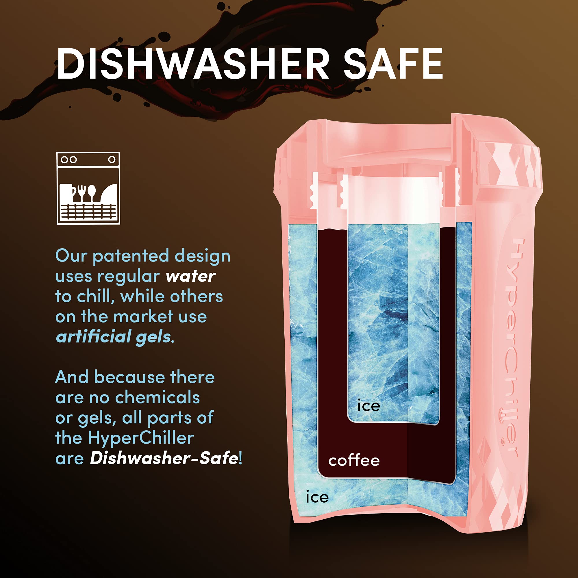 HyperChiller loaded in dishwasher rack showing hassle-free cleanup and durability