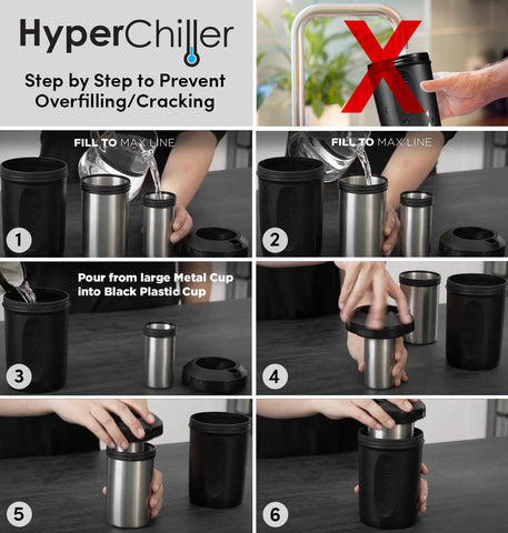 Pouring hot coffee through HyperChiller HC3 into glass showing dilution-free chilling