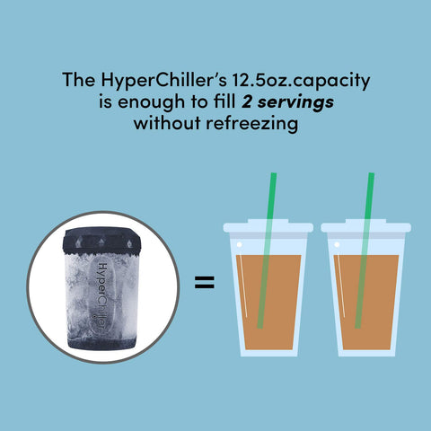 HyperChiller stored in freezer showing compact footprint and ready‑to‑use convenience