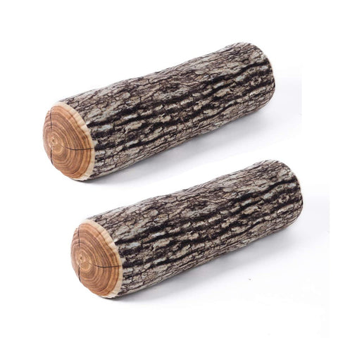 HYSEAS front view of two log-print pillows showing decorative appeal and pairing benefit