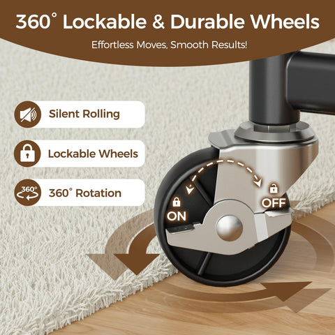 HYSEYY caster wheels locked and unlocked for smooth mobility and stability benefit
