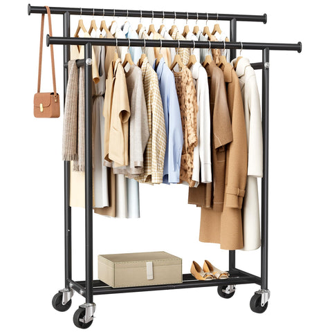HYSEYY front view full clothes rack showing organized garments and storage benefit
