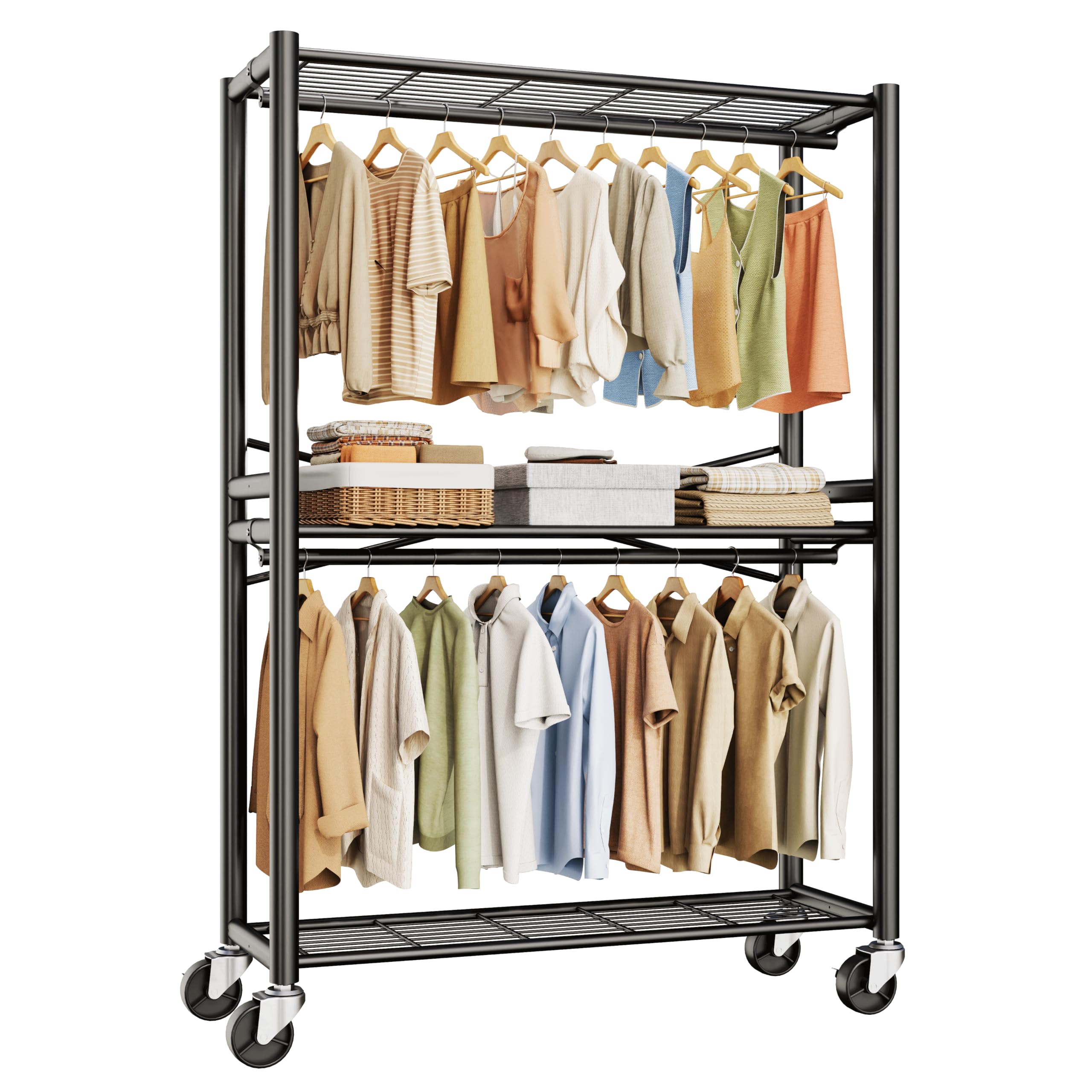 HYSEYY front view of full rack showing robust storage and organization