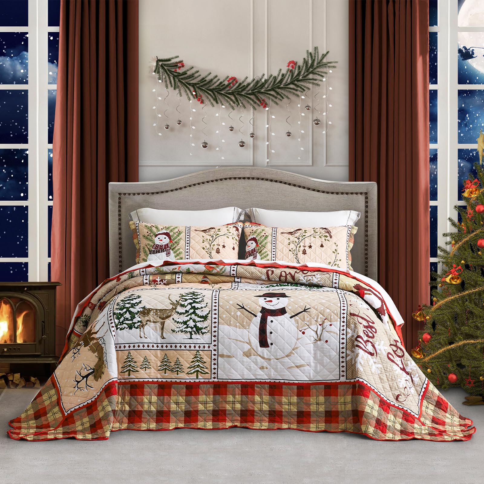 HZ & HY front view showing festive snowman plaid and full coverage benefit
