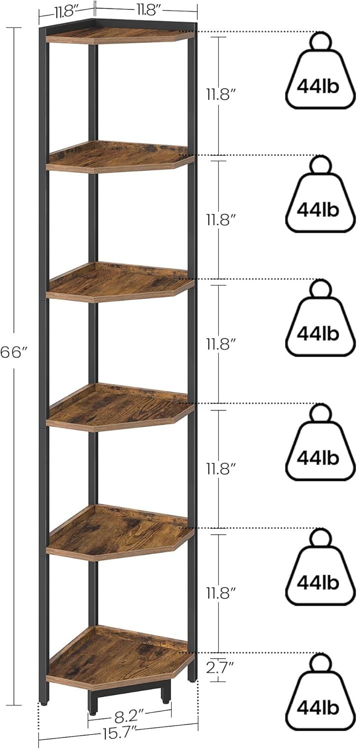 Hzuaneri side profile of corner shelf demonstrating slim space-saving benefit