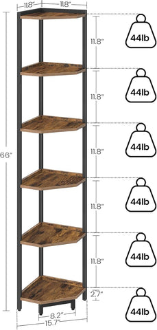 Hzuaneri side profile of corner shelf demonstrating slim space-saving benefit