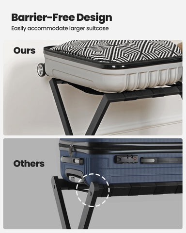 Hzuaneri luggage rack in a styled guest room creating tidy, hotel-like setup