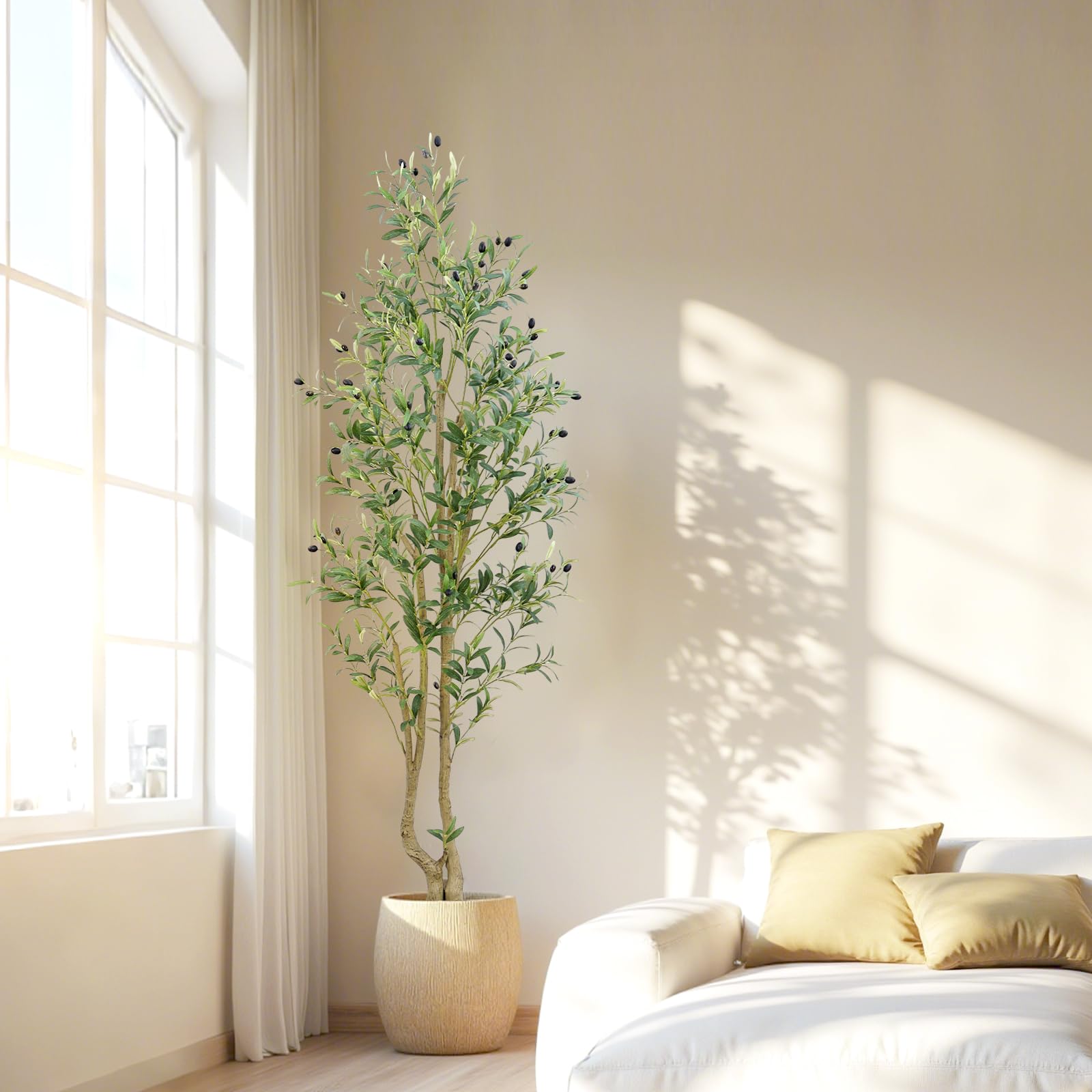 HZXGCP tree staged in living room showing Mediterranean style and room-enhancing effect