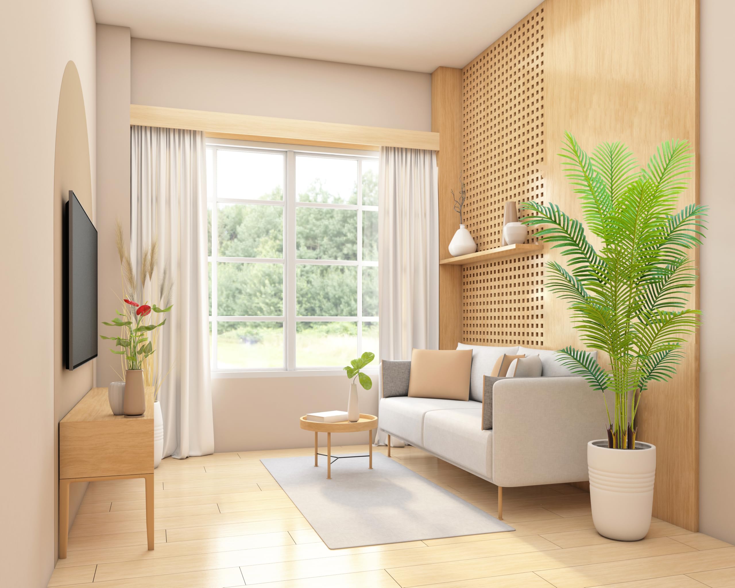 HZXGCP palm height comparison beside sofa showing scale and fit