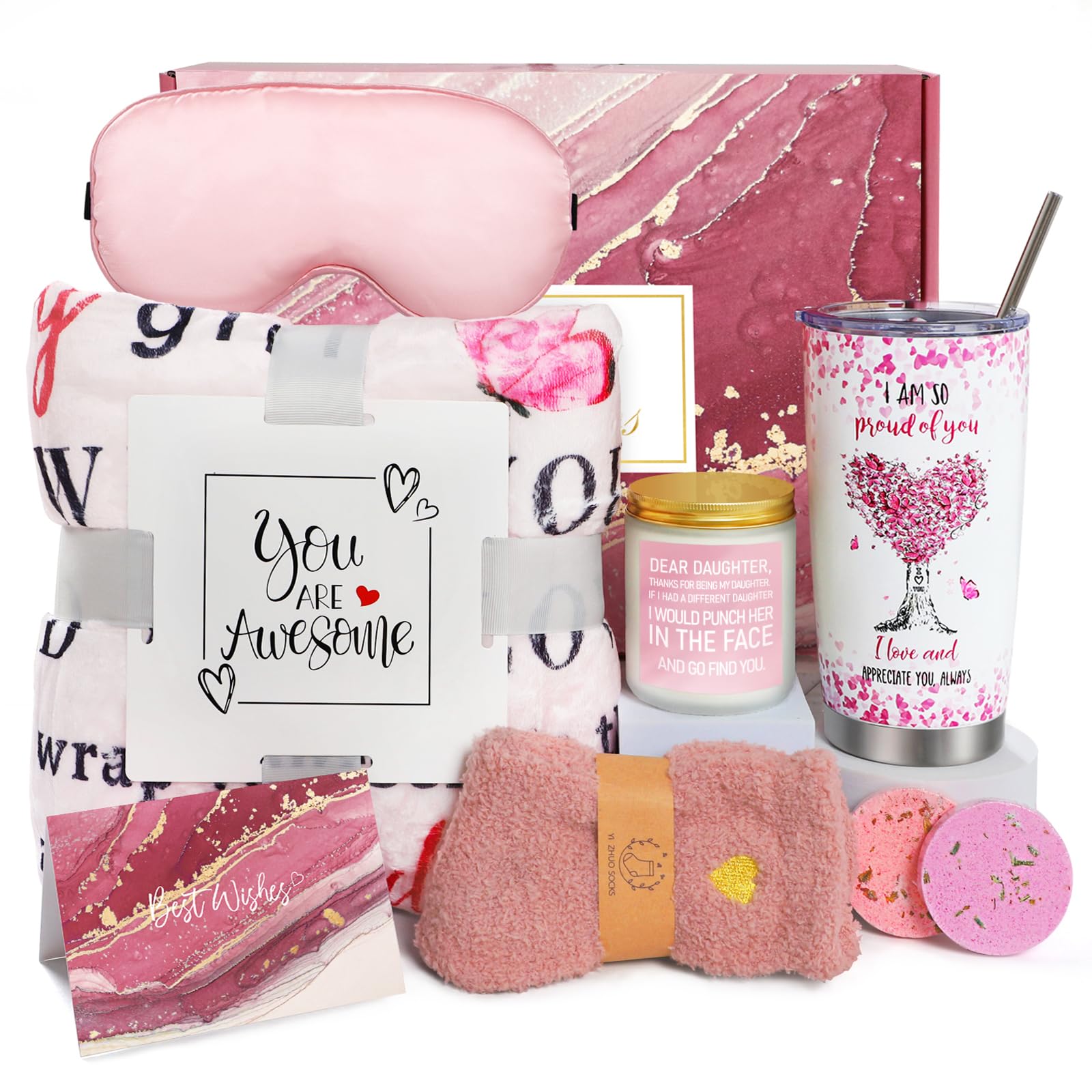 iAOVUEBY gift box front view showing packaged daughter care set and elegant presentation