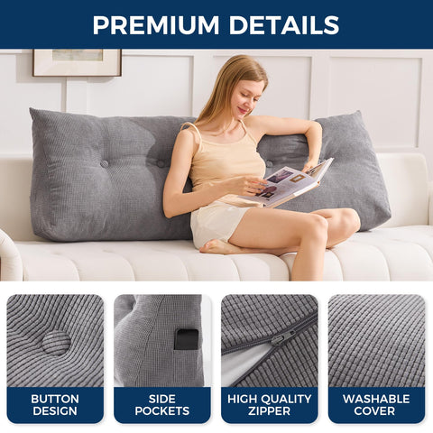 IASEAHK in-use reading on bed illustrating upright back support for comfort
