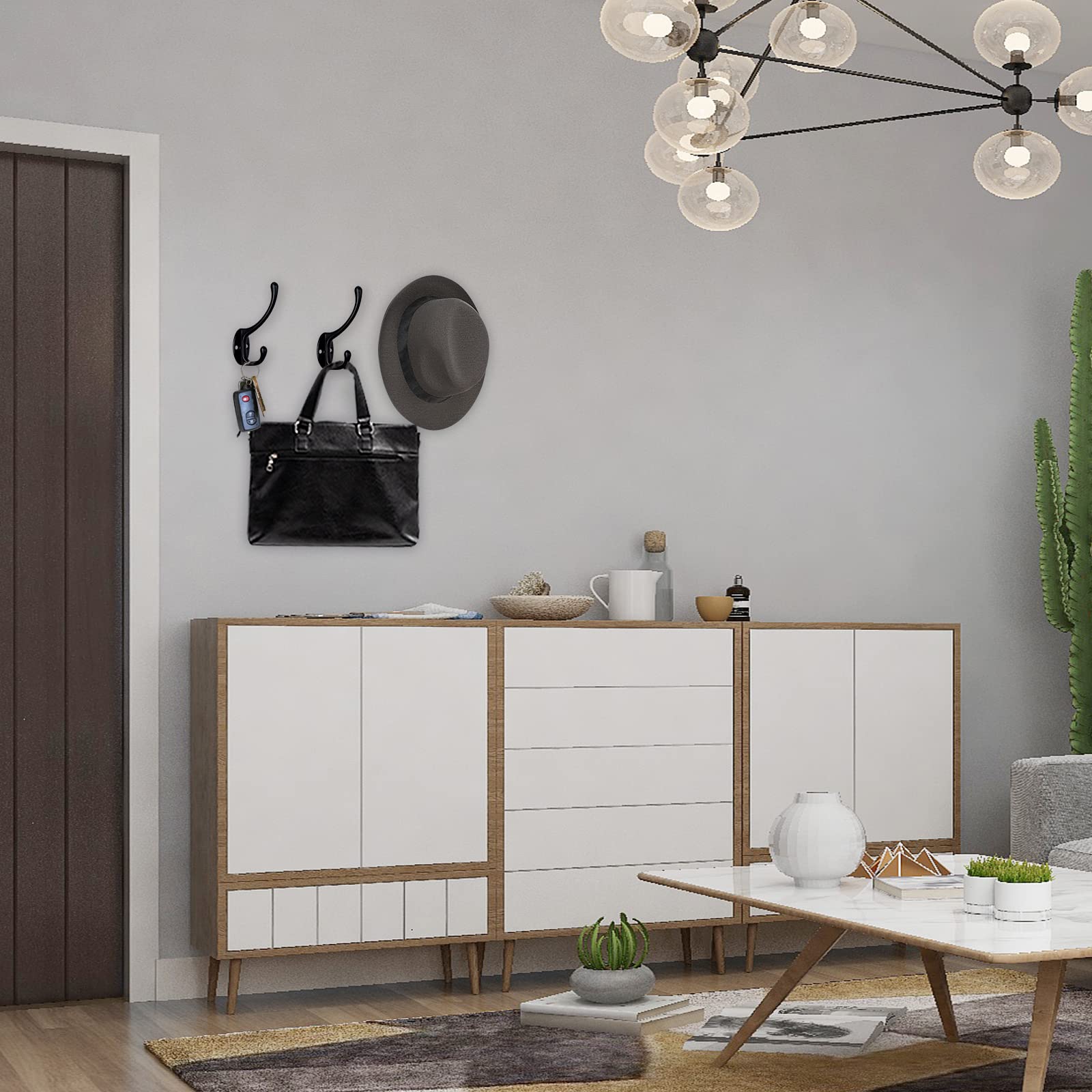IBosins lifestyle mudroom scene showing organized coats, hats and bags for daily access