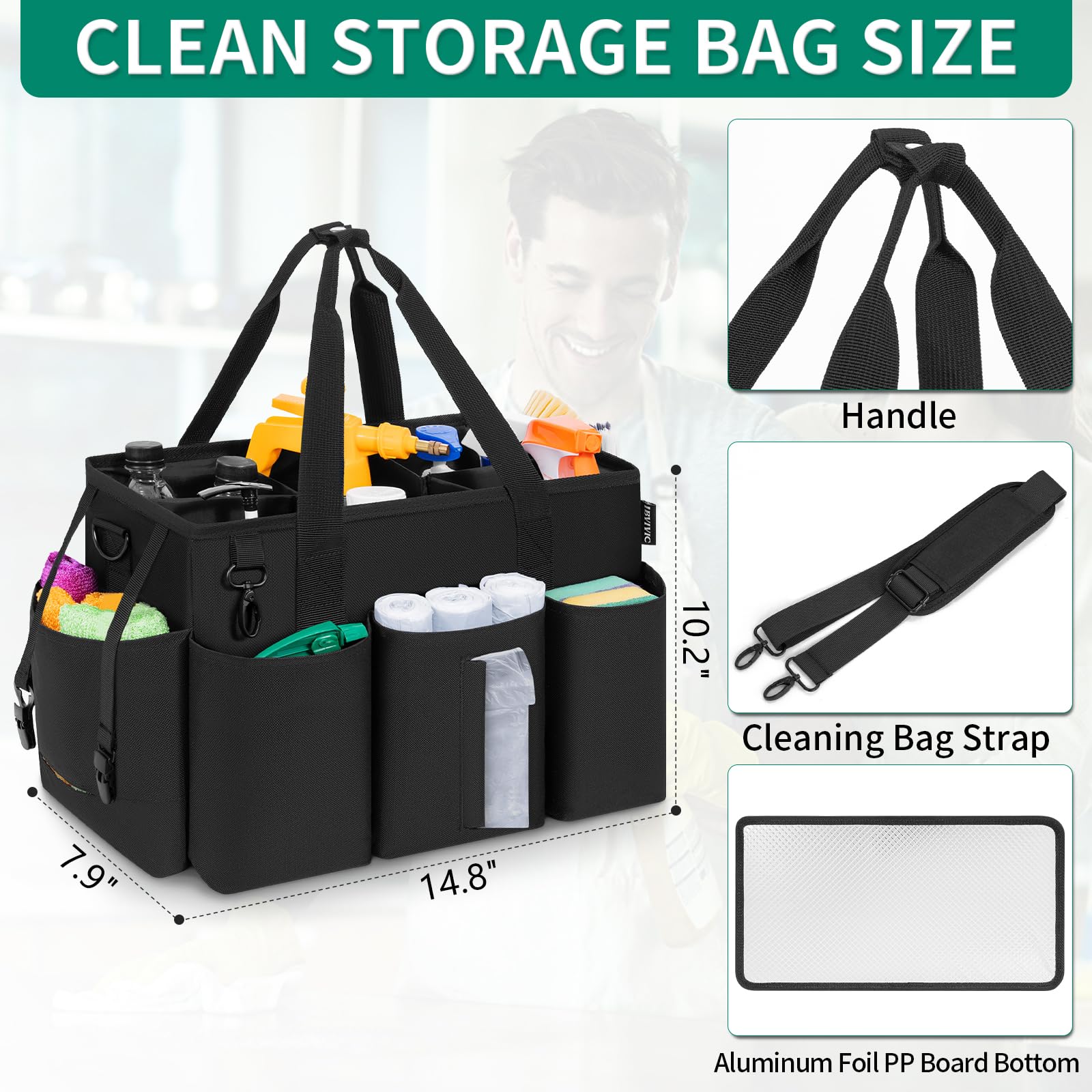 IBVIVIC open interior showing five compartments and organized bottles for efficient cleaning