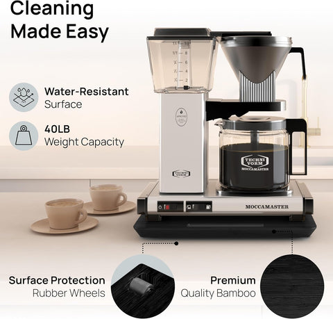 Ibyx in use with coffee maker pulled forward for quick brewing access