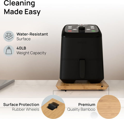 Ibyx tray holding a coffee maker for easy access and spill reduction
