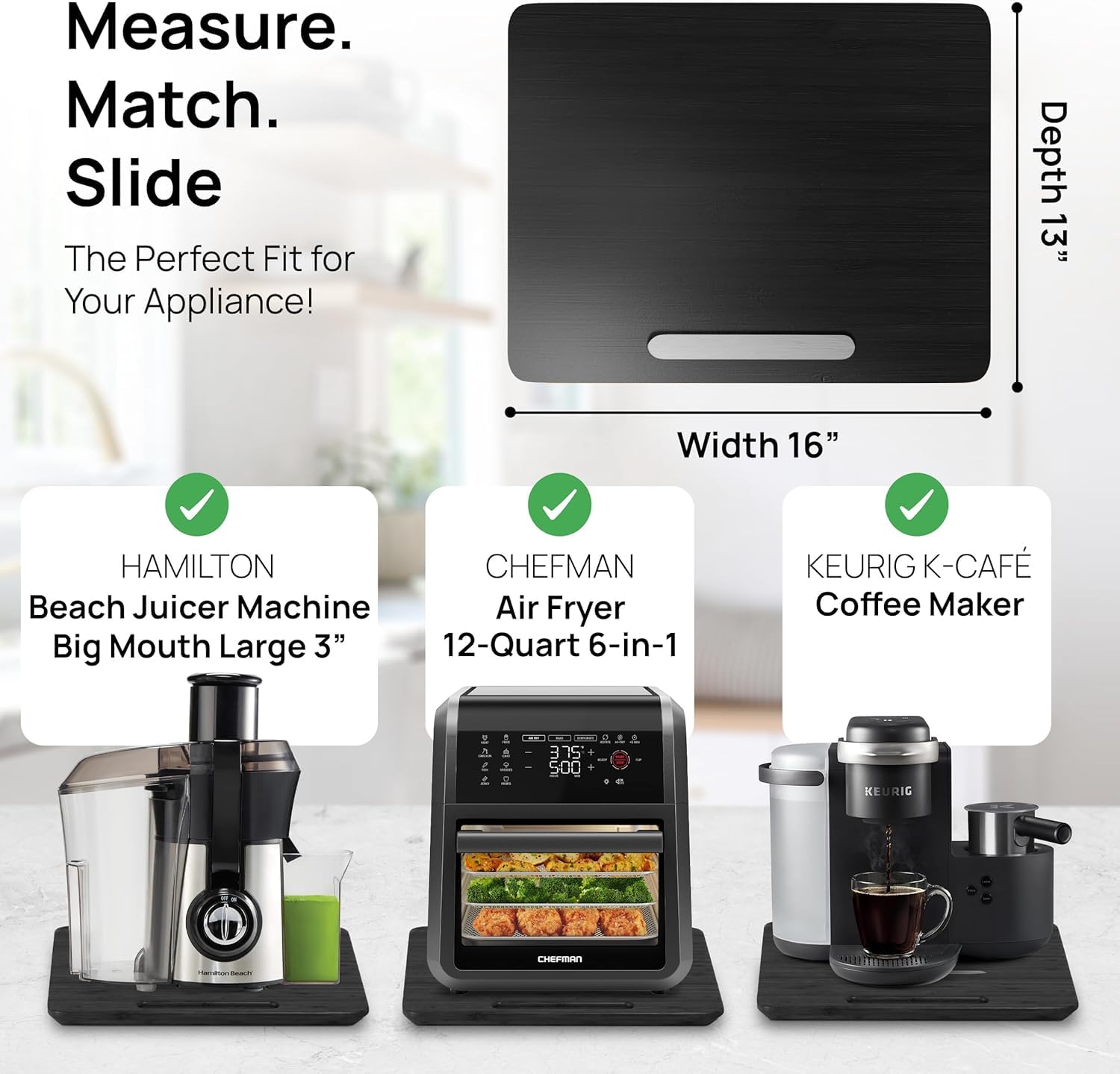 Ibyx slider pulled from under cabinet demonstrating one-handed convenience