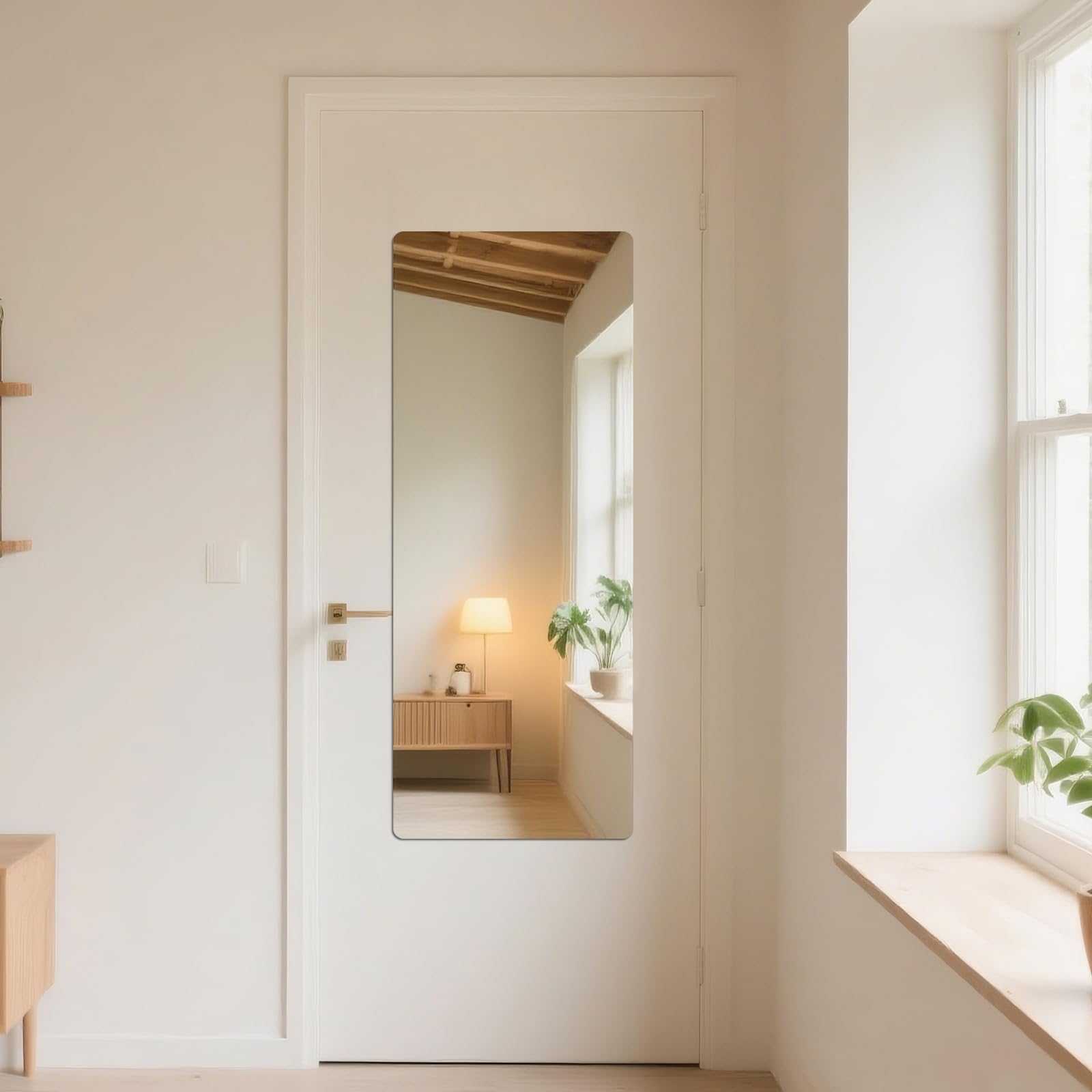 iCAGY mirror in bedroom lifestyle styled to enlarge space and brighten room