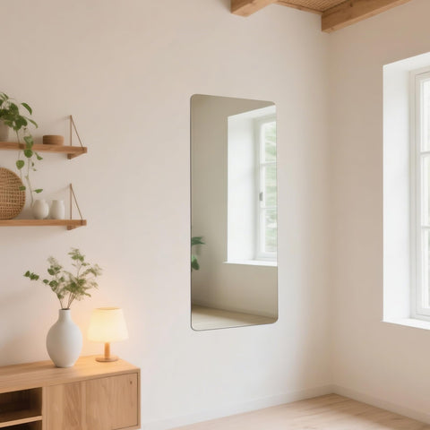 iCAGY mirror mounted on closet door demonstrating easy tool-free installation advantage