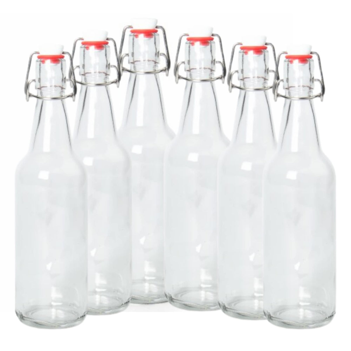 ICE N COLD six-pack front view showing clear bottles and flip-tops for neat storage