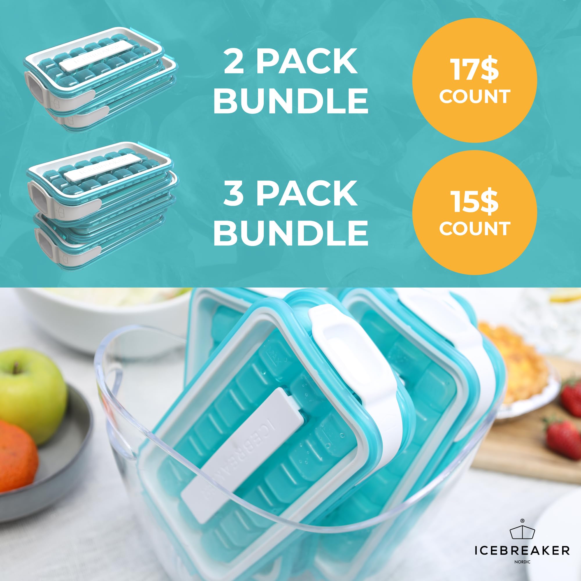 ICEBREAKER close-up of flexible silicone mold for easy cube release