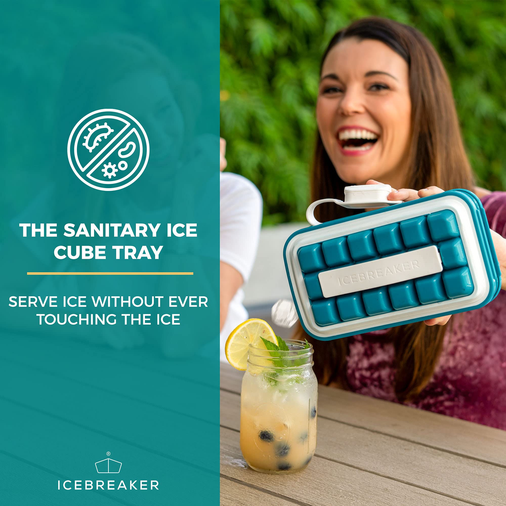 ICEBREAKER close-up of pop straps demonstrating easy cube release benefit