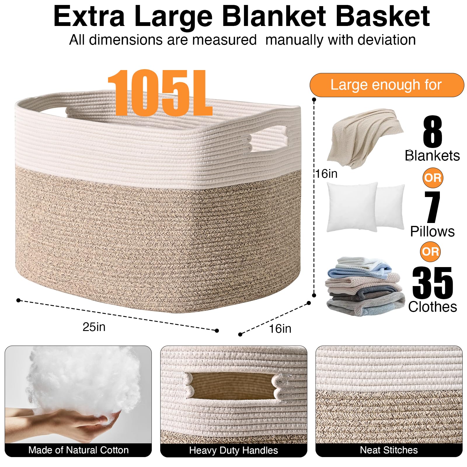 ICERZCZ basket filled with blankets showing large 108L storage benefit