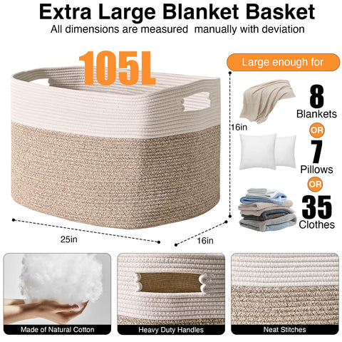 ICERZCZ basket filled with blankets showing large 108L storage benefit