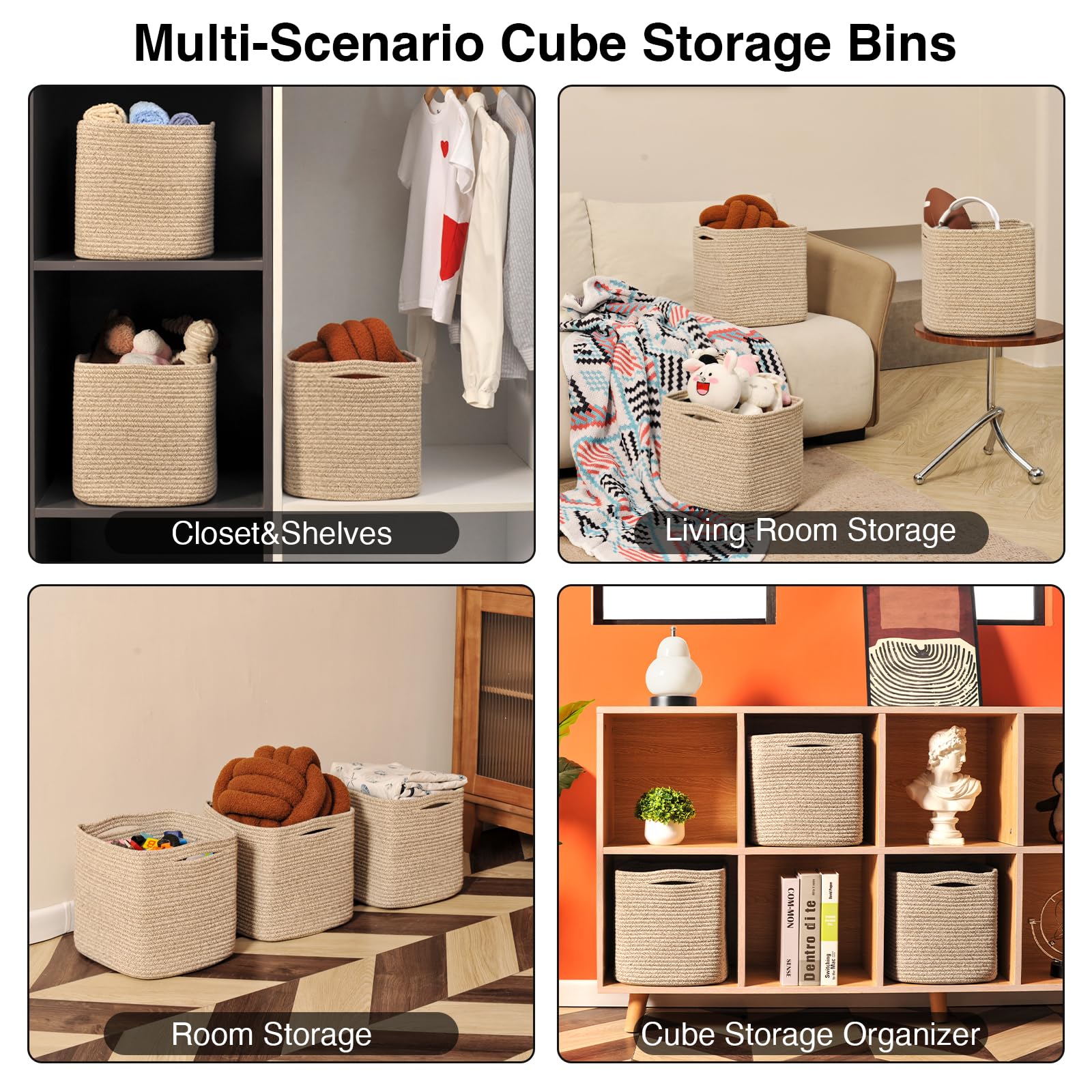 ICERZCZ basket in cube shelf showcasing perfect 11x11 fit for organized shelving