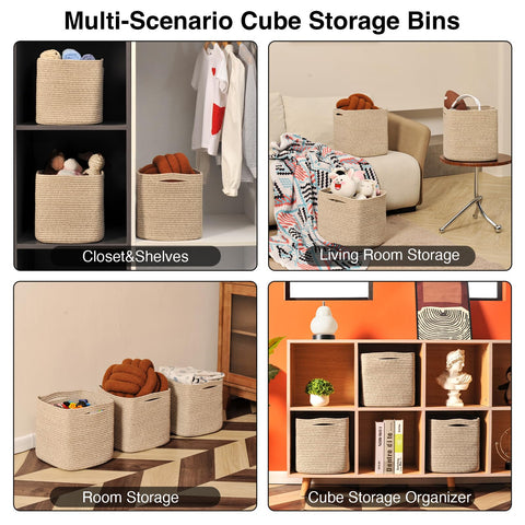 ICERZCZ basket in cube shelf showcasing perfect 11x11 fit for organized shelving