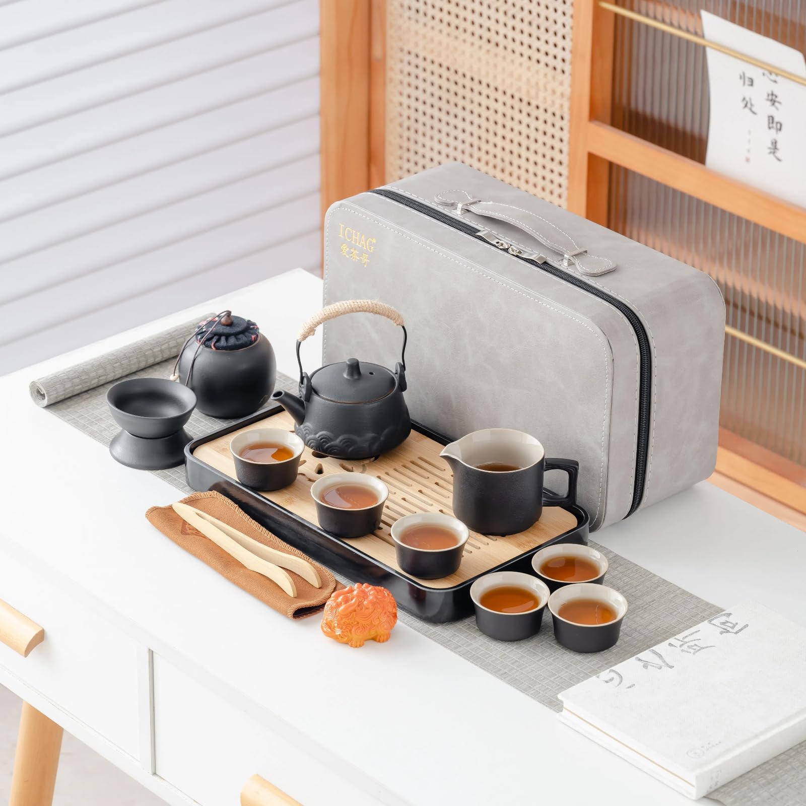 ICHAG full set front view showing complete portable tea kit benefit