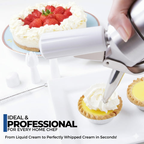 ICO dispenser in use topping a dessert for fast, consistent decoration