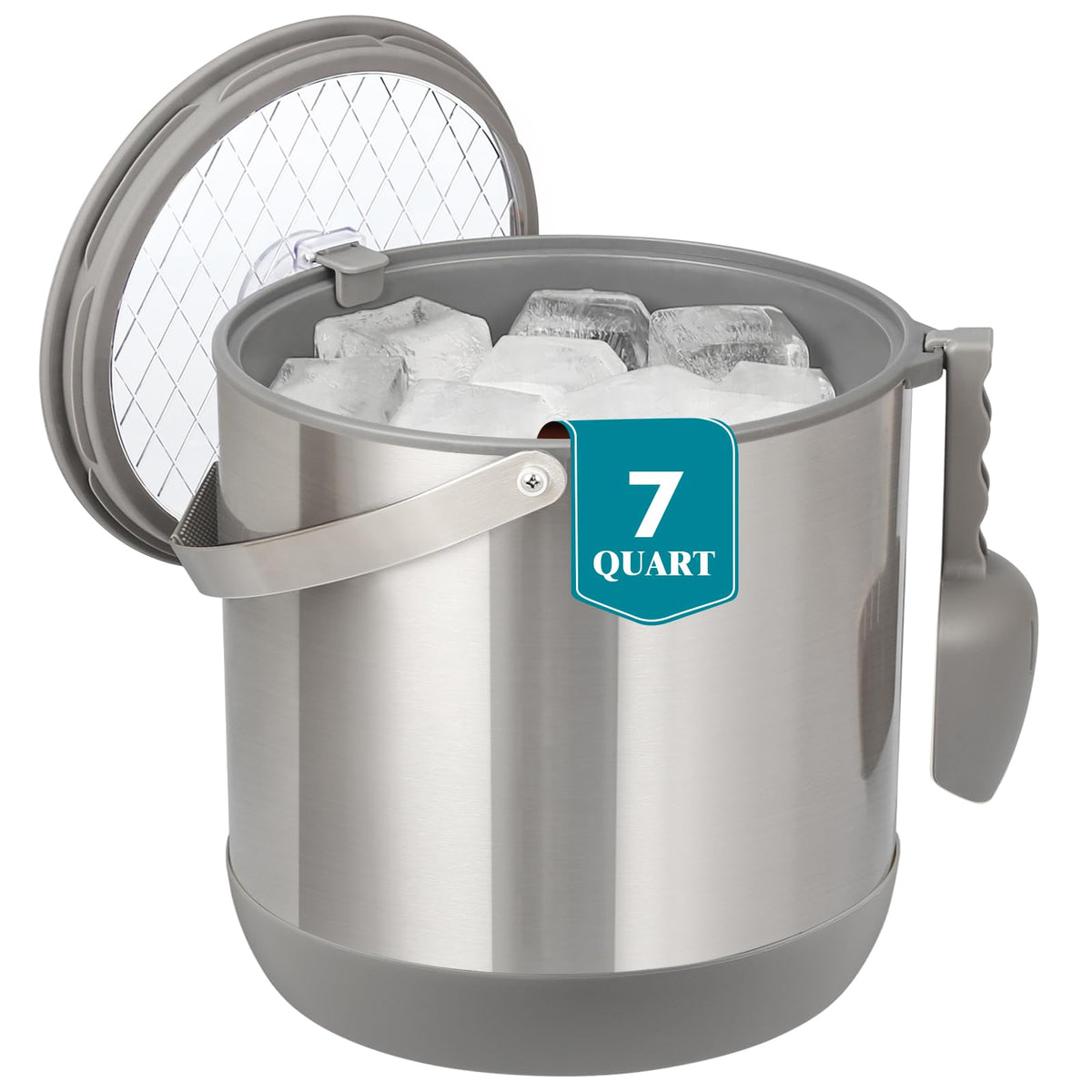 I·CODE front view of insulated ice bucket showing capacity and sleek finish