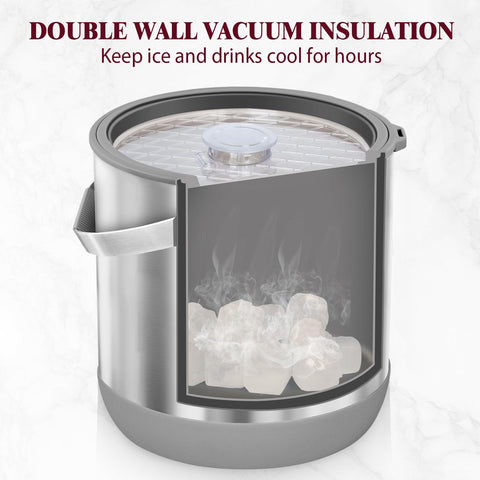 I·CODE ice bucket with scoop hung on hook for hygienic, easy access