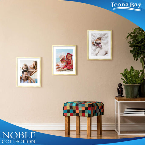 Icona Bay frame beside ruler showing true 8x10 size and visible image area