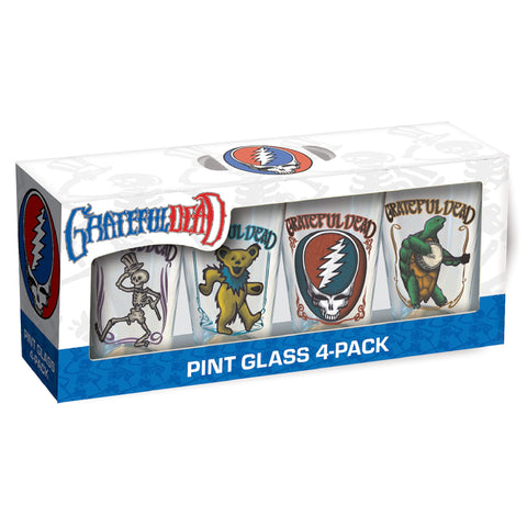 ICUP pint set front packaging showing all four Grateful Dead designs and gift-ready appeal