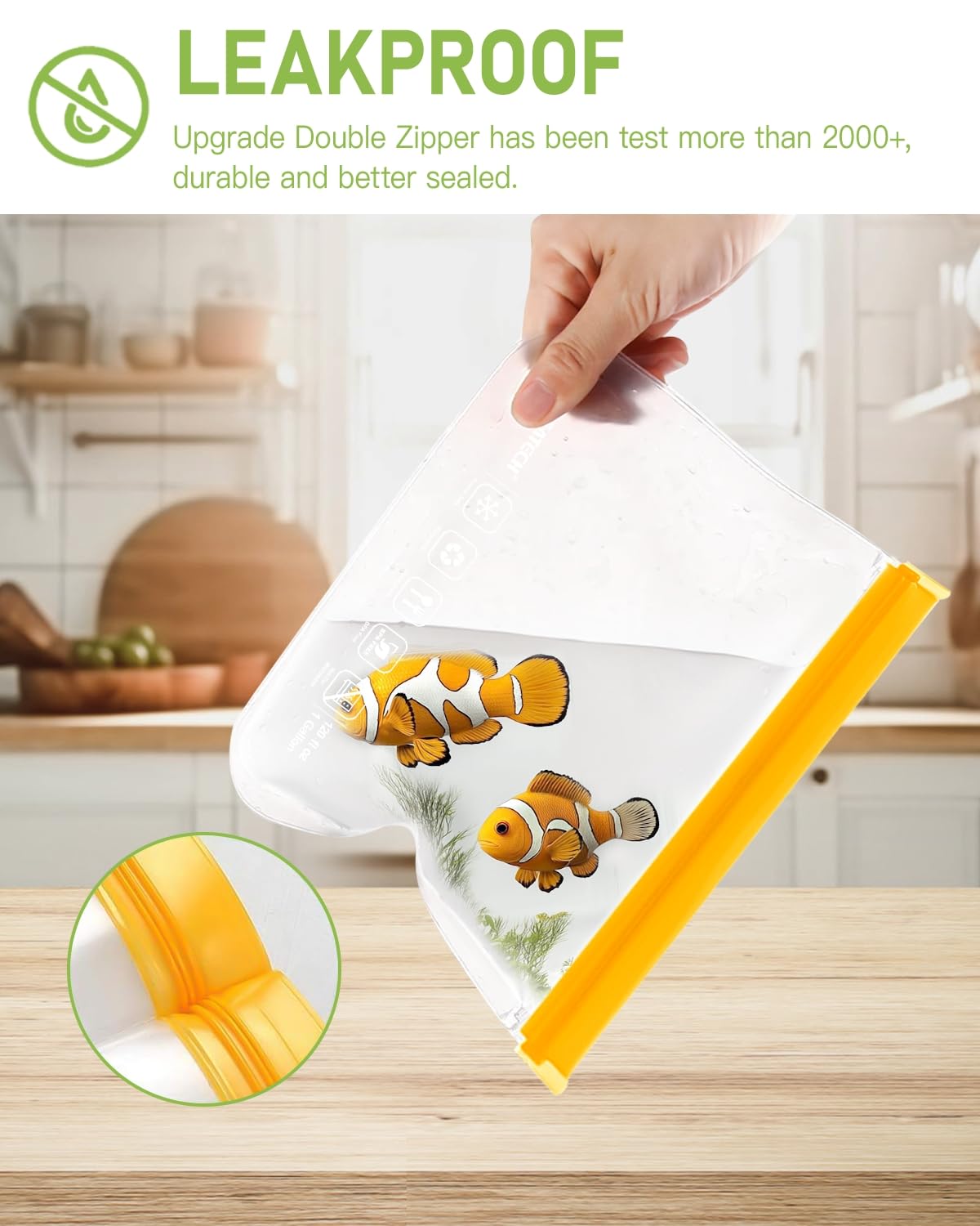 IDEATECH bags arranged in freezer demonstrating space-saving and freezer-safe protection
