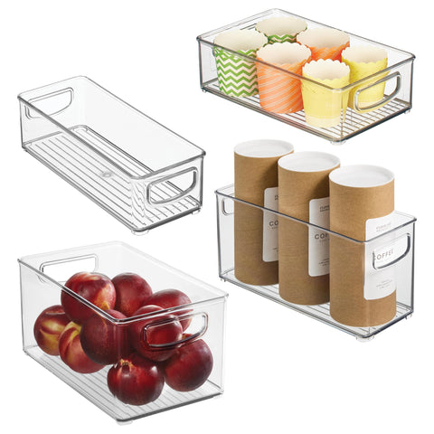 iDesign clear front view showing four bins and easy content visibility