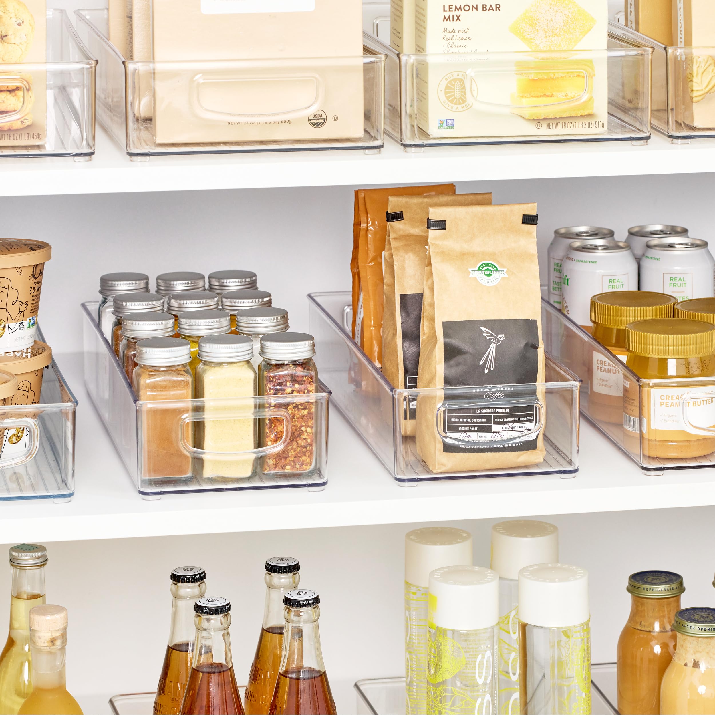 iDesign slim bin top view with arranged pantry items for quick access