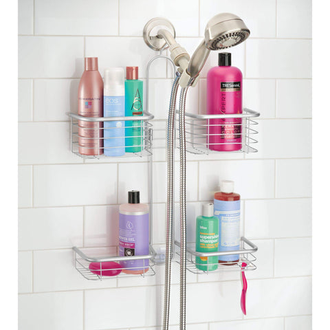iDesign suction cup and non-slip grip detail showing secure hold on smooth shower walls