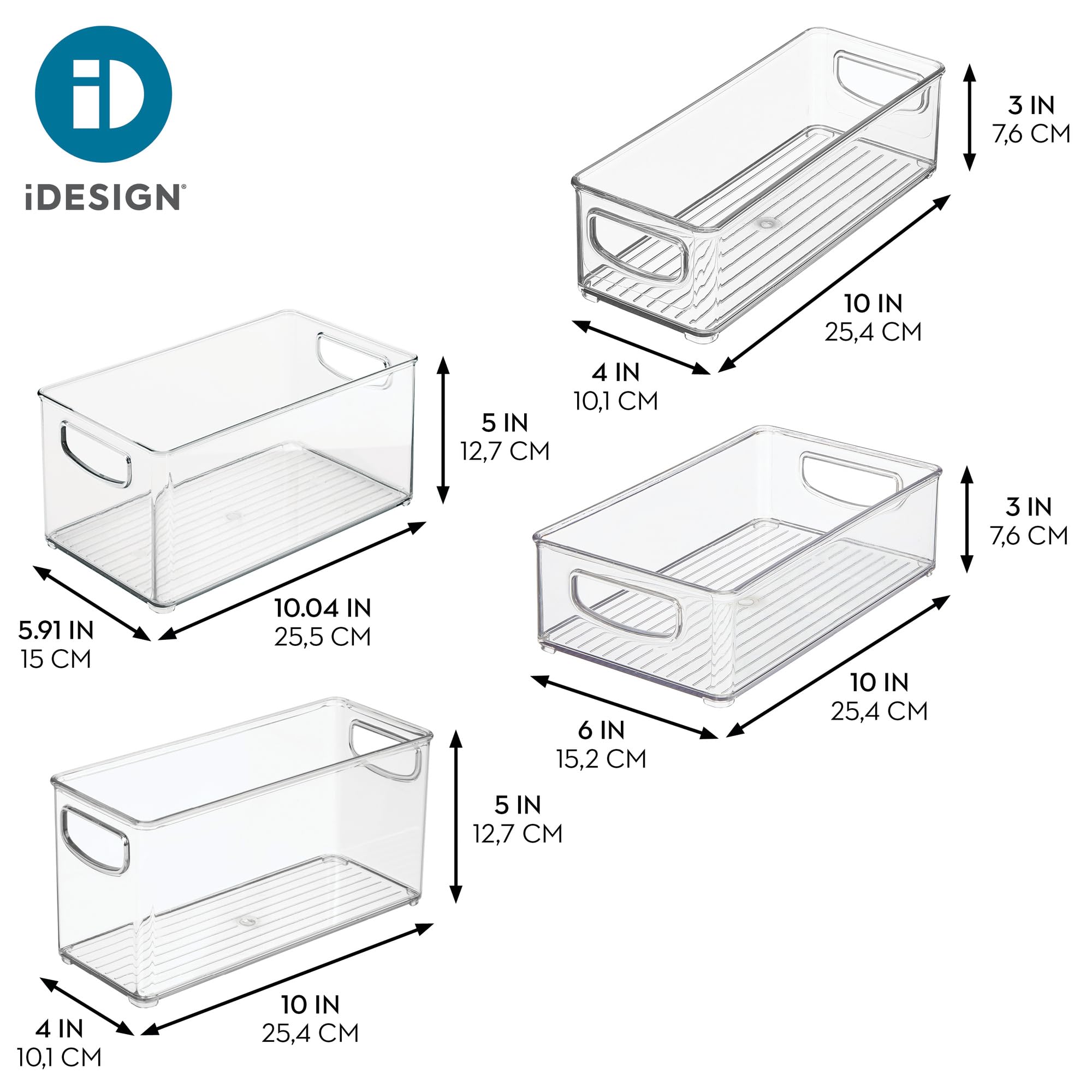 iDesign side profile stacked bins demonstrating space-saving benefit