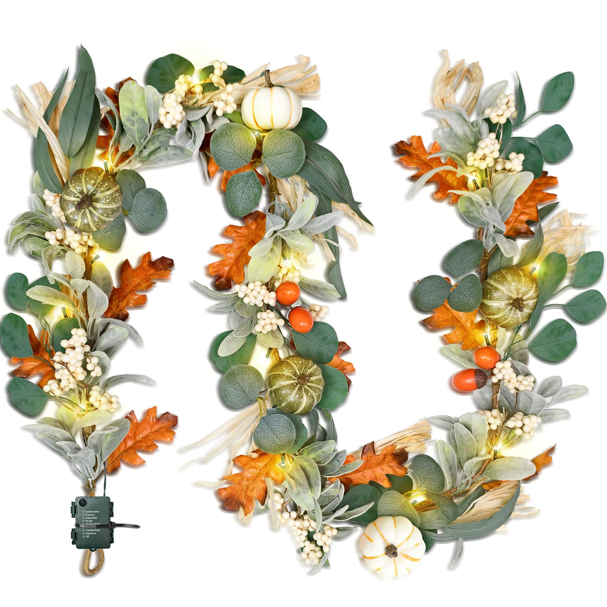 IDOGliitte+ front view of eucalyptus pumpkin garland adding seasonal curb appeal